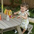Детская садовая мебель: 4 скамьи, стол-пикник, зонт, цвет бежево-коричневый  - миниатюра №4